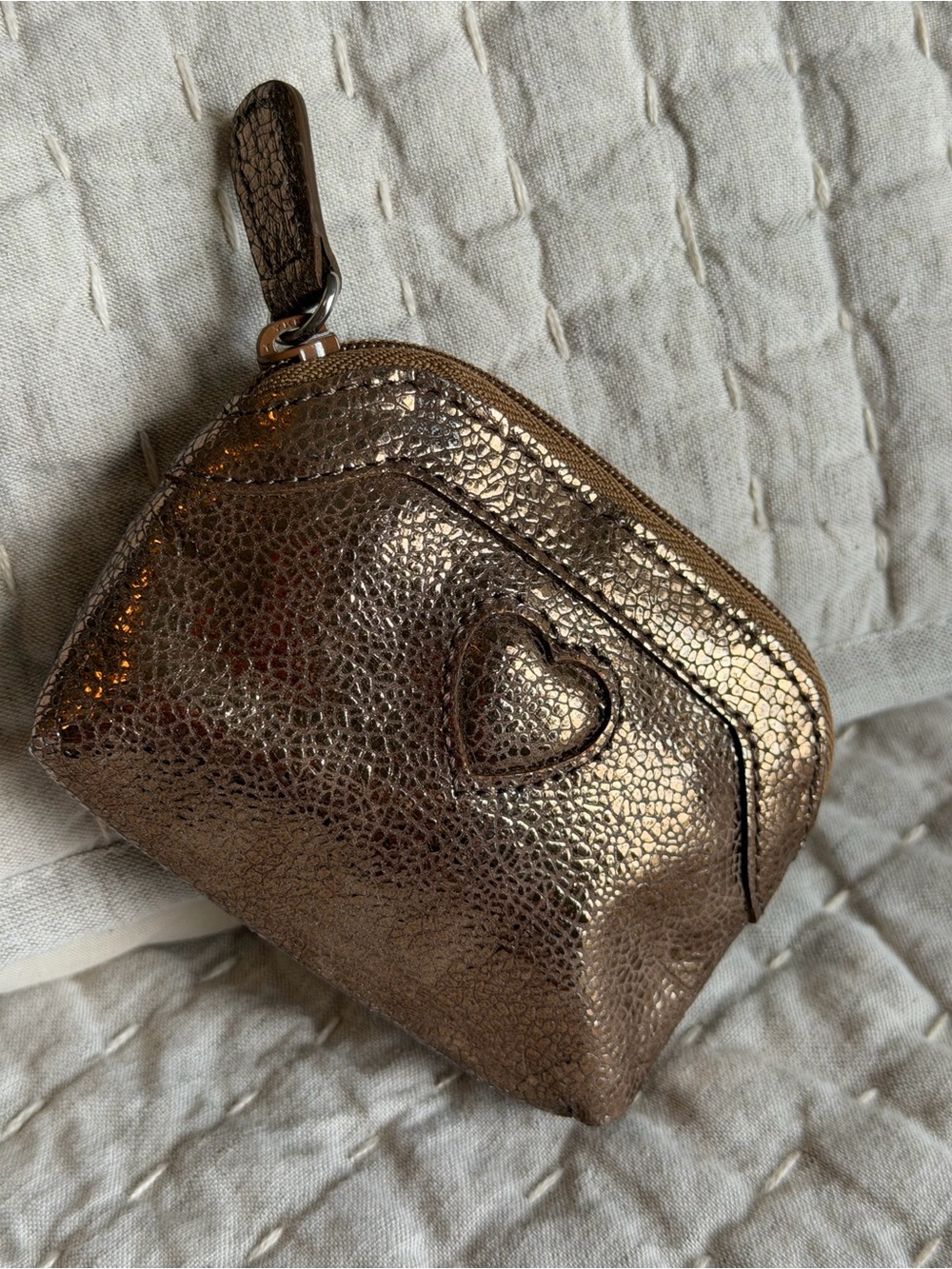 Brighton Metallic NWOT Bronze Heart Accent Coin Pouch 4.5x3.25